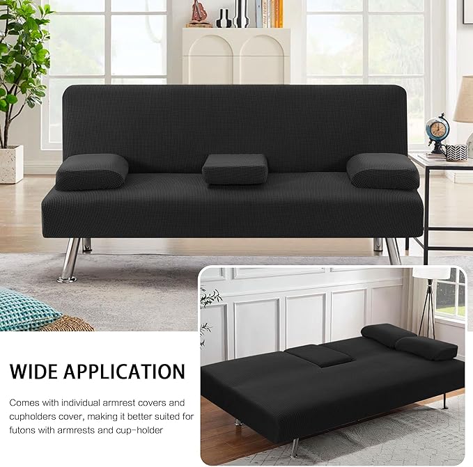 H.VERSAILTEX 4 Pieces Stretch Futon Covers Sofa Bed Slipcover - Image 7