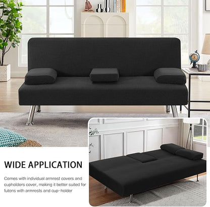 H.VERSAILTEX 4 Pieces Stretch Futon Covers Sofa Bed Slipcover - Image 7