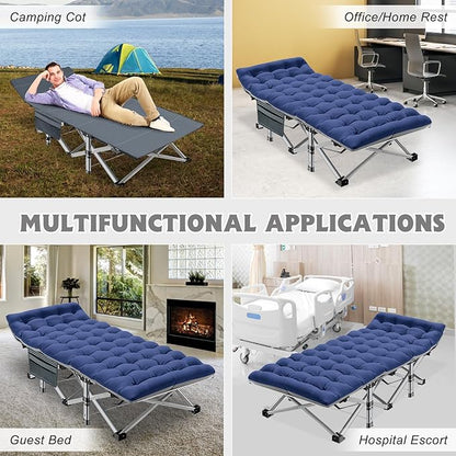 ABORON Camping Cot for Adult 28" Extra Wide, Heavy-Duty 1200D Oxford Cot for - Image 5