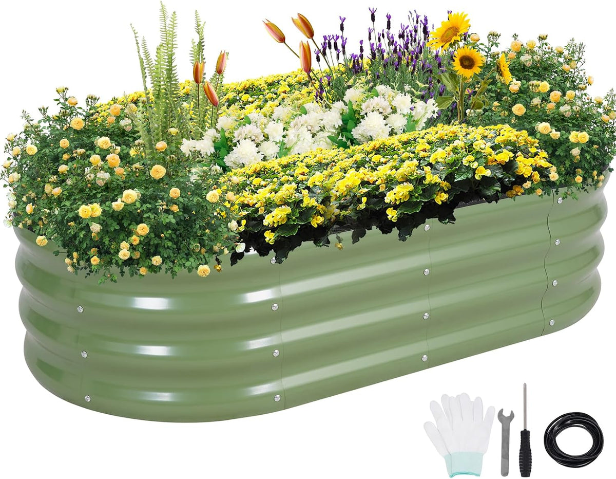 galvanized raised garden bed outdoor- 4x2x1ft planter box, main product view