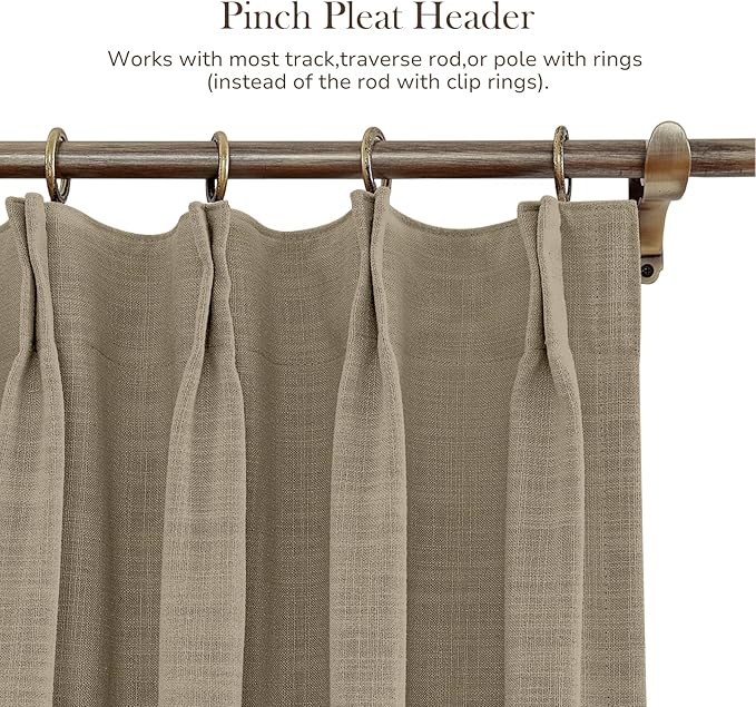 TWOPAGES 84 W x 84 L inch Pinch Pleated Curtain Room Darkening Linen Drapery - Image 4