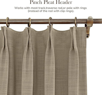 TWOPAGES 84 W x 84 L inch Pinch Pleated Curtain Room Darkening Linen Drapery - Image 4