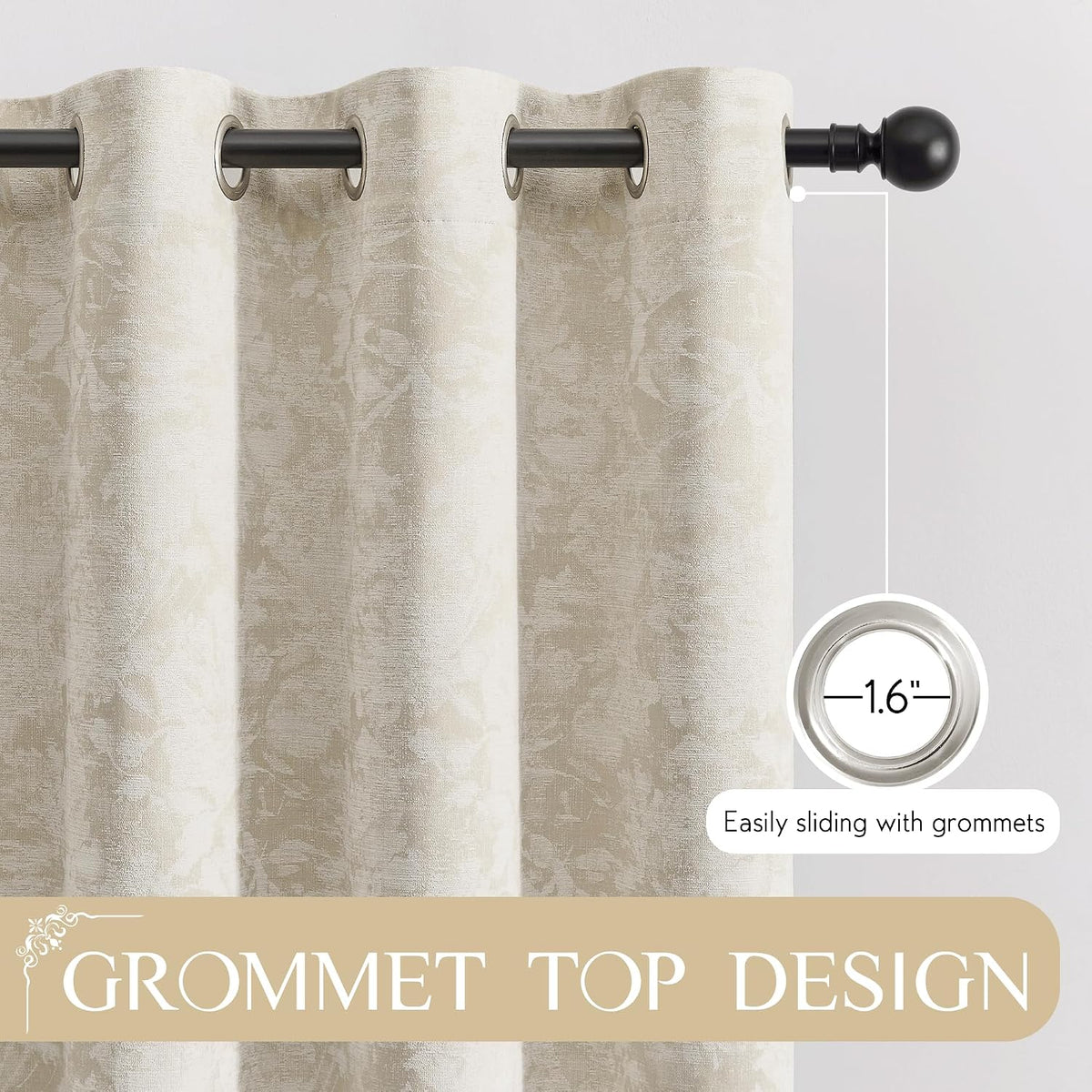beauoop beige floral jacquard blackout curtains for bedroom, package contents