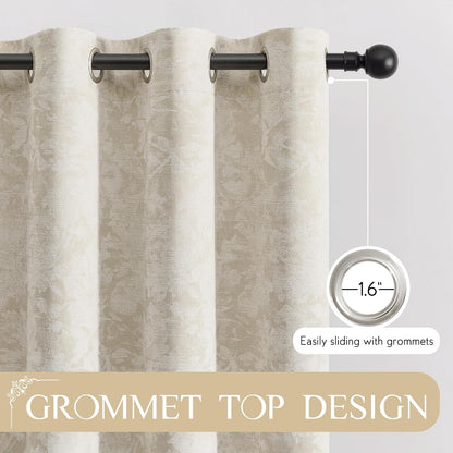 beauoop beige floral jacquard blackout curtains for bedroom, package contents