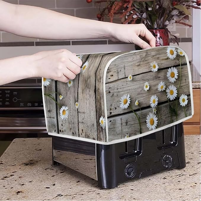 Old Wooden Daisy Printed Appliance Cover - Image 3