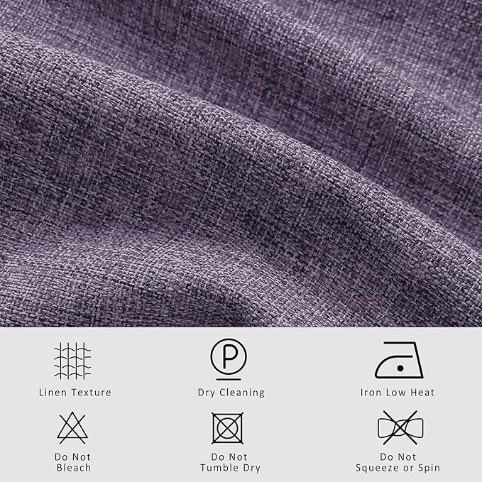Macochico Pinch Pleated 100% Blackout Curtains Violet Linen Curtains - Image 5