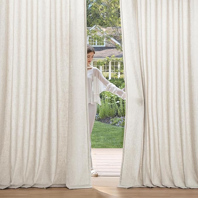 MIULEE Non-See-Through Privacy Linen Curtains 2 Panels, Light Filtering Window - Image 2