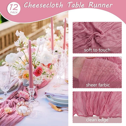 12 Pack 10Ft Cheesecloth Table Runner 35x120 Inch Boho Gauze Table Runner - Image 4