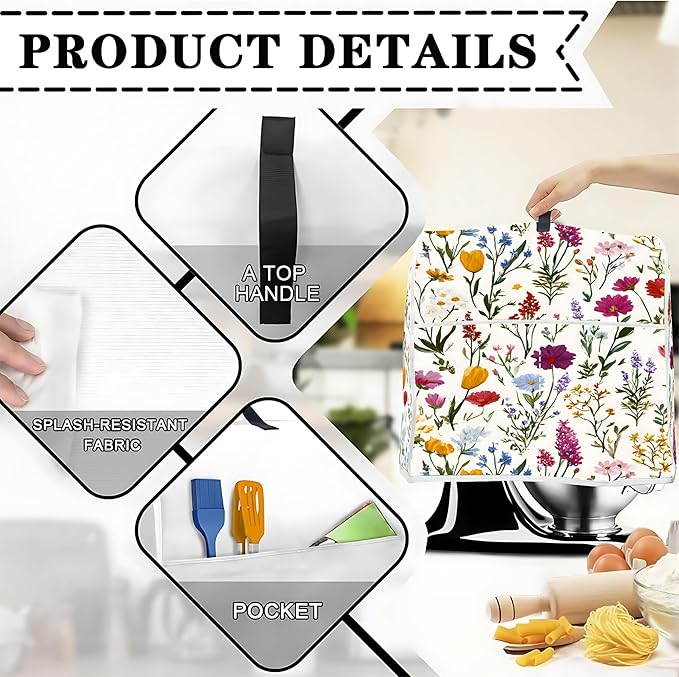Mixer Dust Cover for 6-8 Qt Stand Mixer, Cloth Cover - Image 3