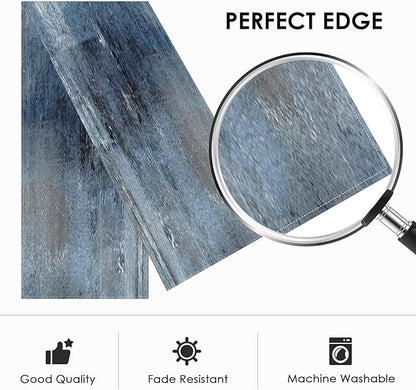 Emvency Farmhouse Style Table Runner, Abstract Art Painting Denim Blue Dining - Image 2