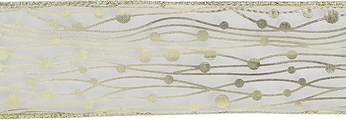 MEEDEE Gold Wired Ribbon 2.5 Inch Sheer Wired Christmas Ribbon - Image 7