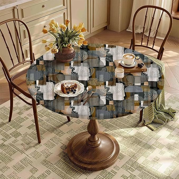 Fitted Round Tablecloth with Elastic Edge – Washable, Wrinkle-Free Table Cover - Image 8