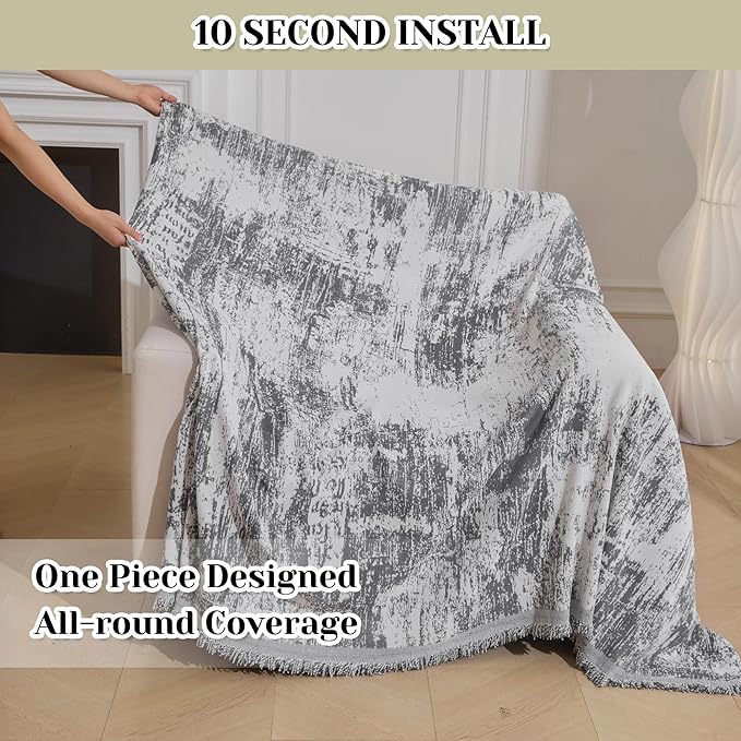 MEETSKY Small Couch Cover Oversized Chair Cover Washable, Chenille Soft Throw - Image 2