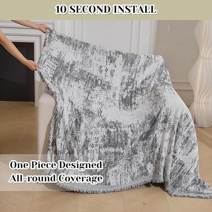 MEETSKY Small Couch Cover Oversized Chair Cover Washable, Chenille Soft Throw - Image 2