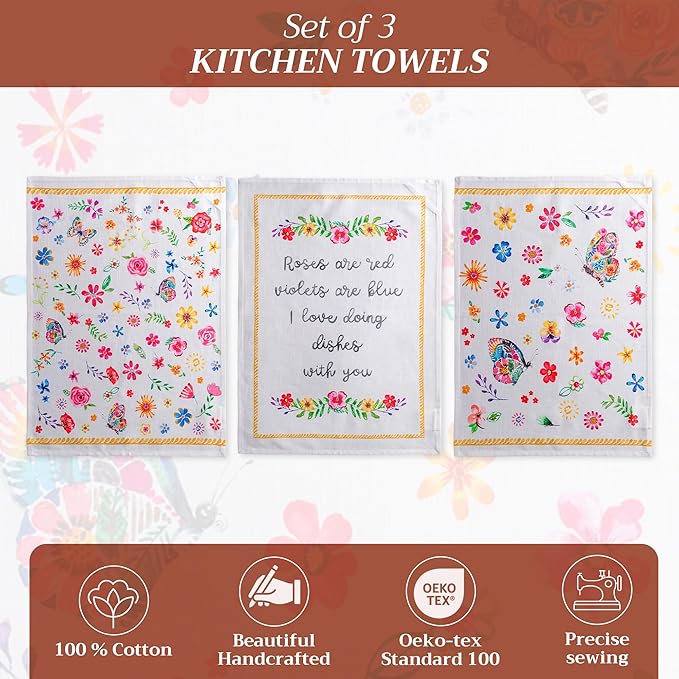 Maison d' Hermine Kitchen Towels Set of 3 100% Cotton 27.50" x 20" Reusable - Image 2