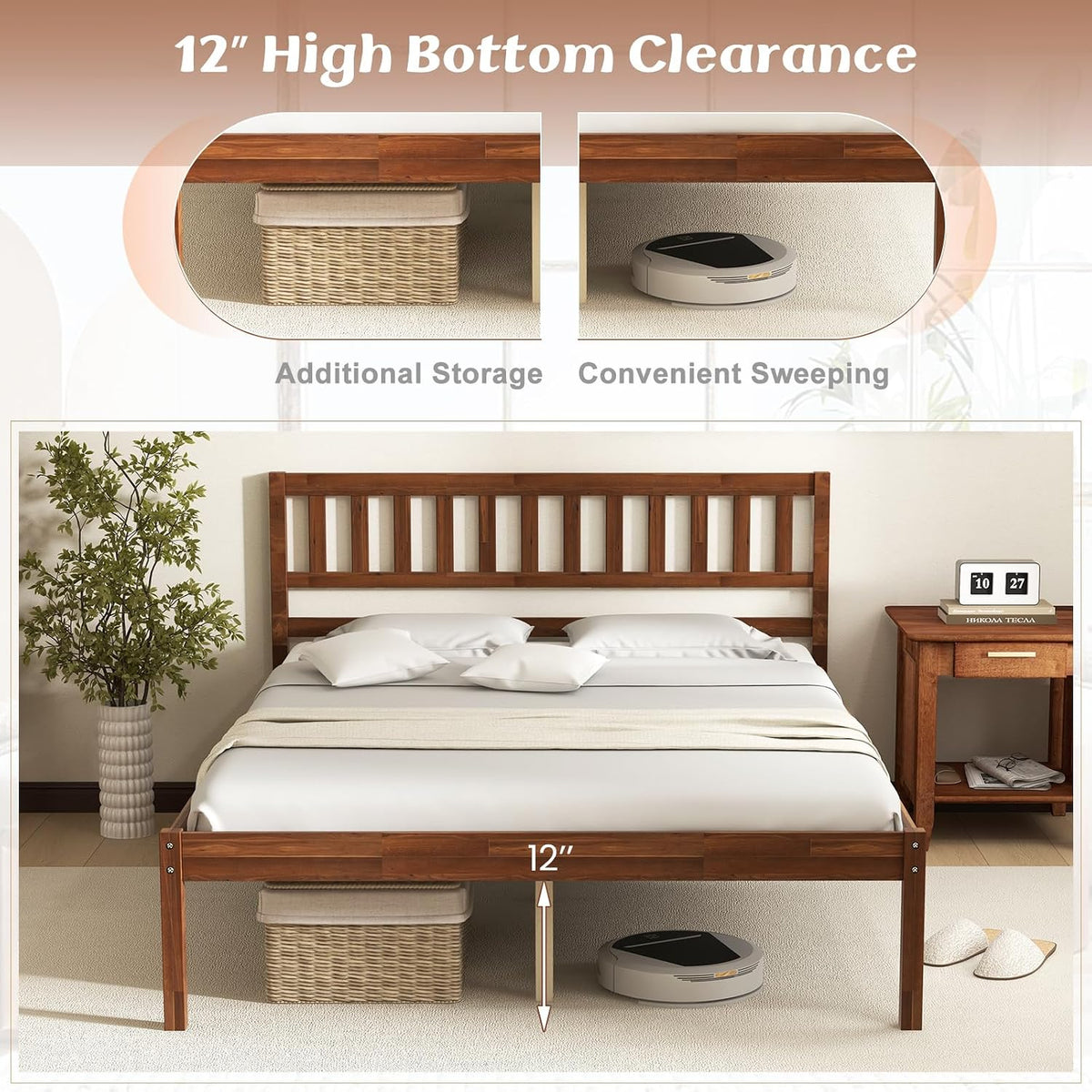 komfott full size wood platform bed frame with, package contents