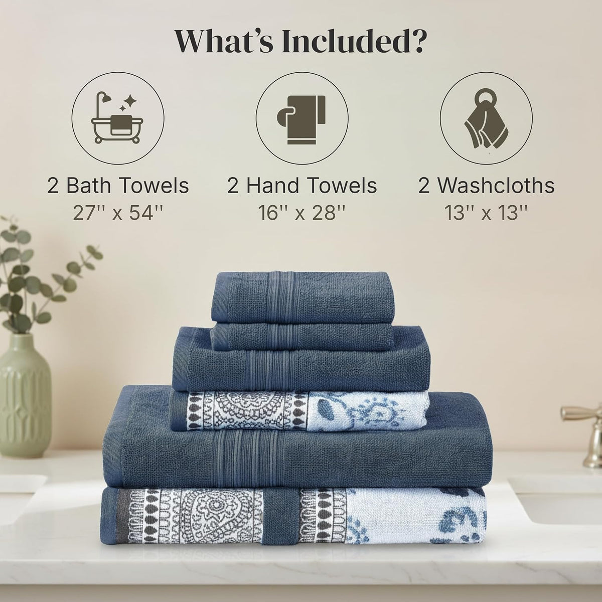 modern threads 6 piece bath towel set –, close-up detail