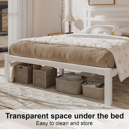 queen metal platform bed frame with headboard, stable, view 11