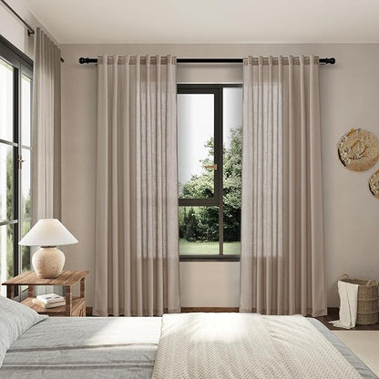 Nanspring Light Taupe Linen Curtains 63 Inches Length 2 Panels Set - Image 7