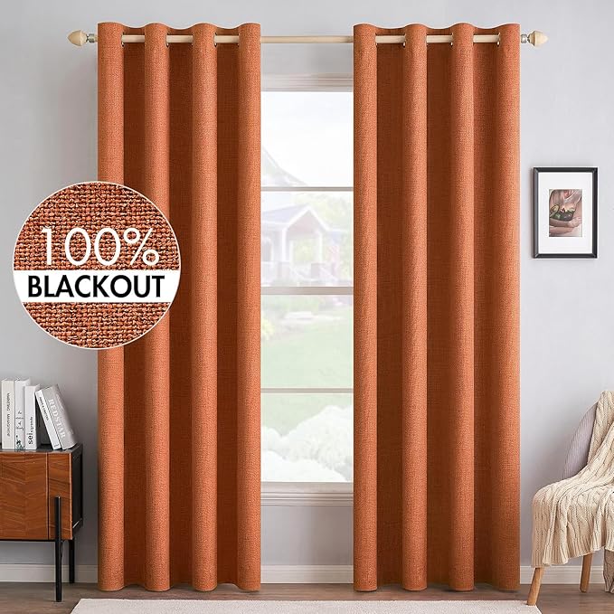 MIULEE 100% Blackout Linen Curtains by MIULEE