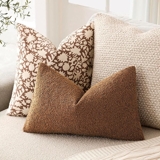 Foindtower Pack of 2 Textured Boucle Throw Pillow Covers Accent Solid - Image 5