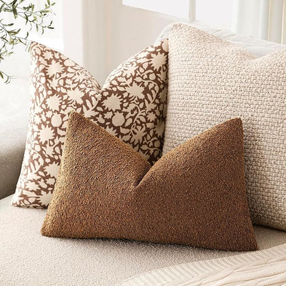 Foindtower Pack of 2 Textured Boucle Throw Pillow Covers Accent Solid - Image 5