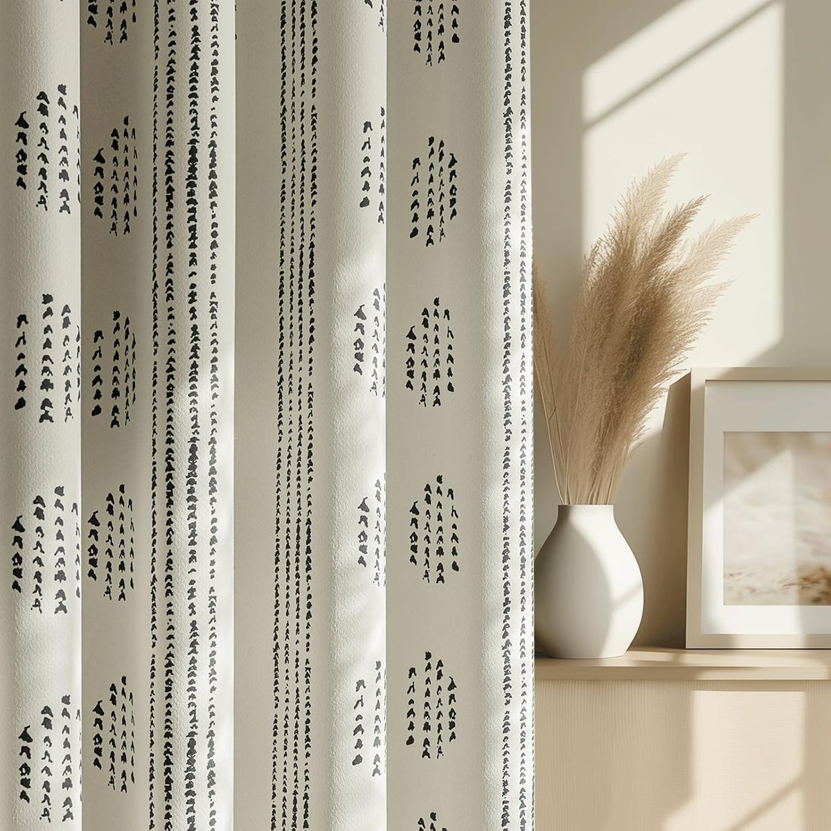 100% blackout black boho curtains, 63 inches, 2, main product view