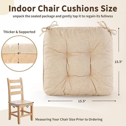 Chair Cushions for Dining Chairs, Tufted Foam Kitchen Chair, Non-Slip Seat - Image 2