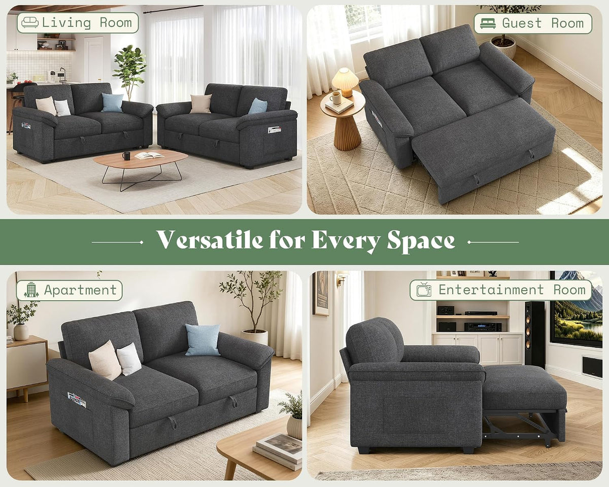 jocisland sofa bed, 3-in-1 sleeper sofa, pull out, front angle view