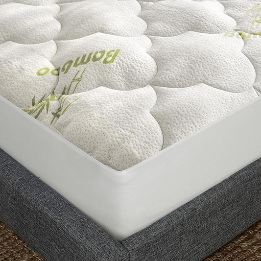 Queen Size Mattress Pad Air Topper Cover, Viscose Made from Bamboo, Soft by Moonsea