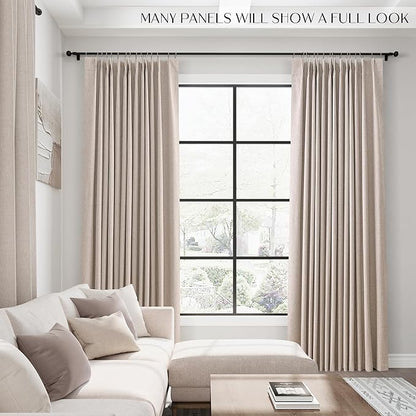 Oatmeal 100% Blackout Pinch Pleated Linen Curtains 84 Inches Long - Image 6