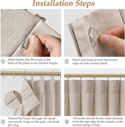 Tan Pinch Pleated Linen Curtains 84 Inch Length 2 Panels - Image 6