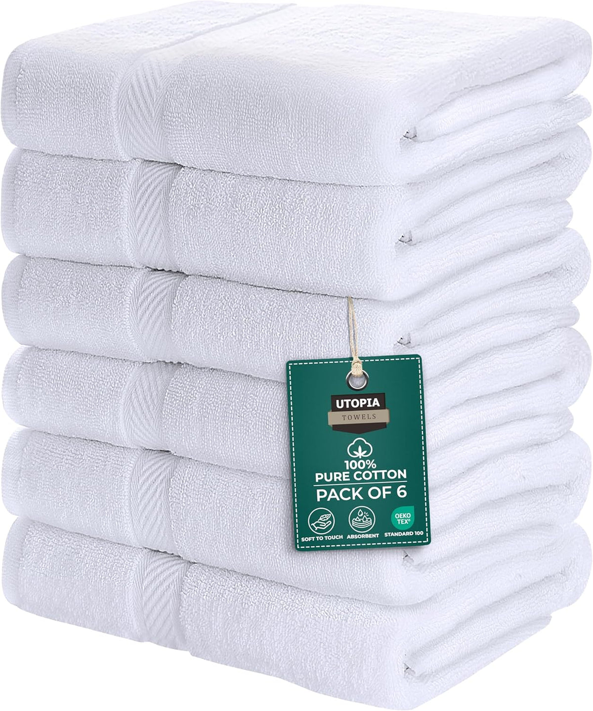 utopia towels 6 pack medium bath towel set shown in use
