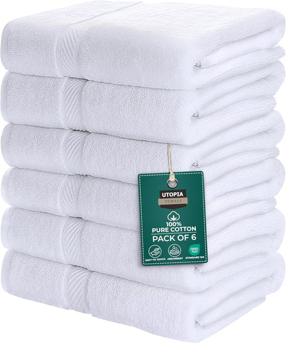 utopia towels 6 pack medium bath towel set shown in use