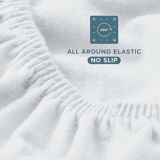 Bare Home Flannel Fitted Bottom Sheet 100% Cotton, Velvety Soft Heavyweight - Image 2