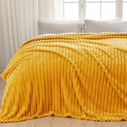 NEWCOSPLAY Super Soft King Blanket Mustard Yellow Premium Silky Flannel Fleece by NEWCOSPLAY