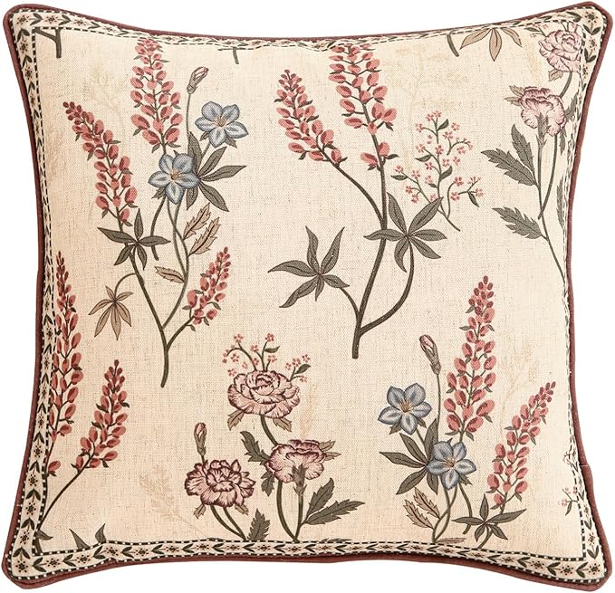 ISAENNE Design Linen Vintage Throw Pillow Covers 18"x18", Square Cushion Covers by Isaennehomedecoration