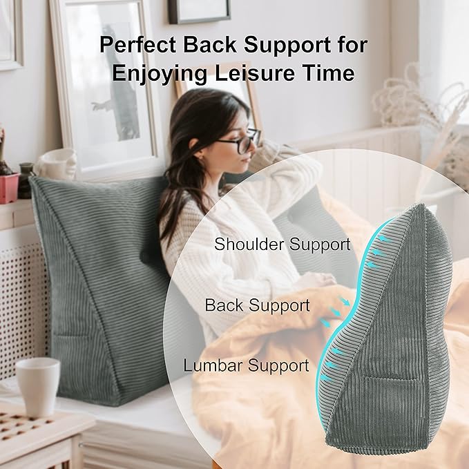 WOWMAX Triangular Headboard Pillow Full Bed Wedge Pillow - Image 2