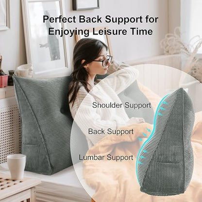 WOWMAX Triangular Headboard Pillow Full Bed Wedge Pillow - Image 2