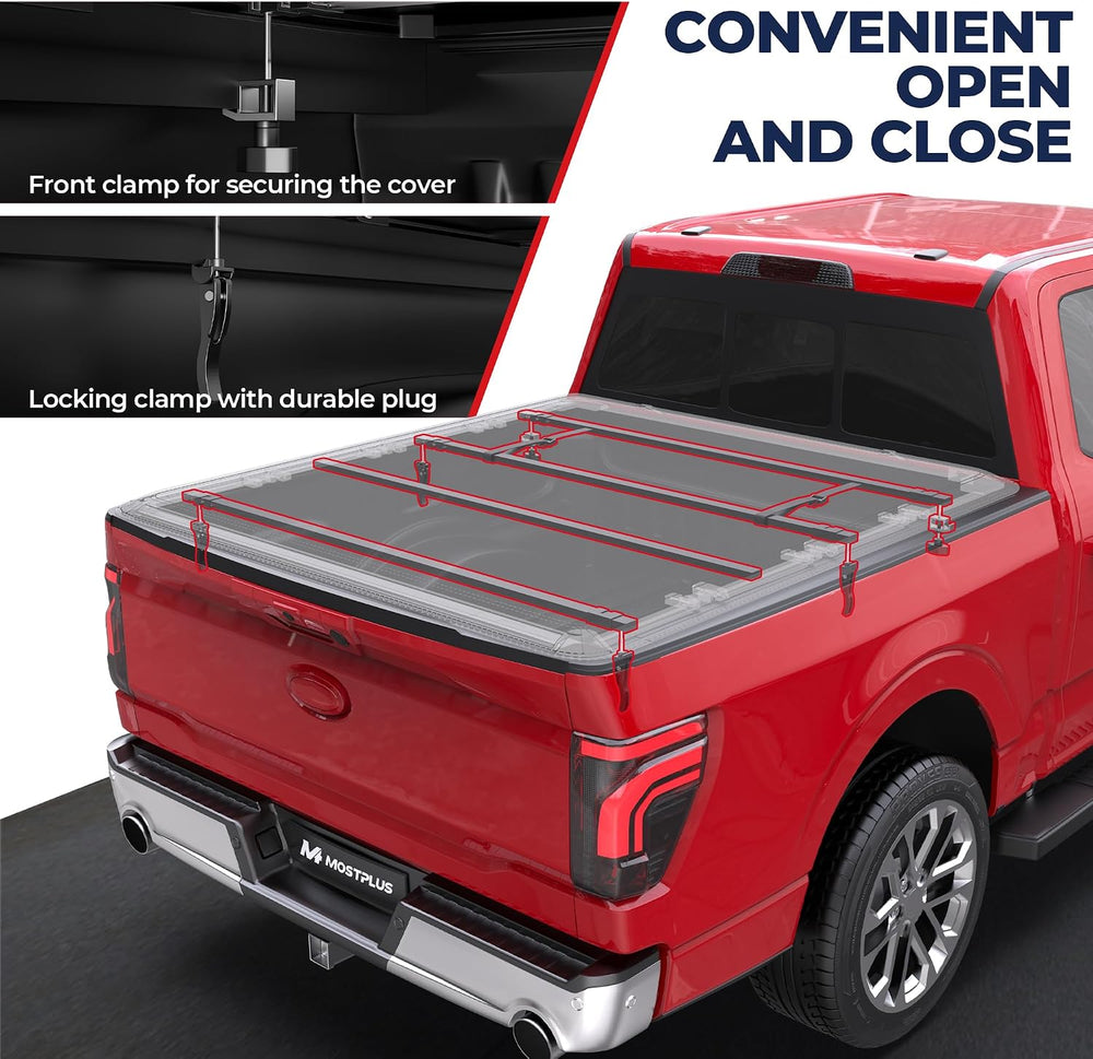 MOSTPLUS 6.5FT Quad Fold Soft Folding Truck Tonneau Cover Compatible for 2004...