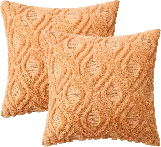 MIULEE Orange Fall Throw Pillow Covers 16x16 Inch, Soft Plush Faux Wool Solid - Image 7