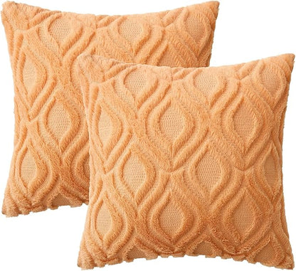 MIULEE Orange Fall Throw Pillow Covers 16x16 Inch, Soft Plush Faux Wool Solid - Image 7