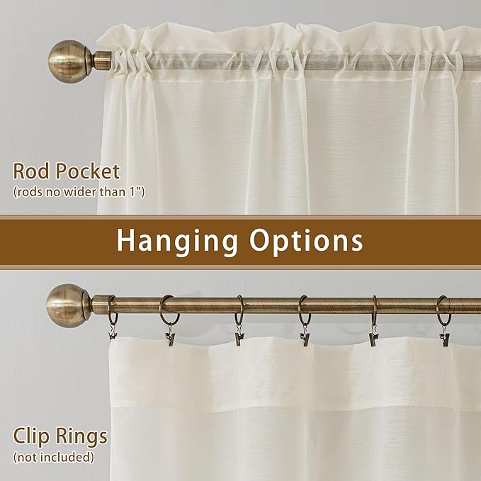Natural Sheer Curtains 108 Inches Extra Long, Privacy Semi Sheer Curtains - Image 6