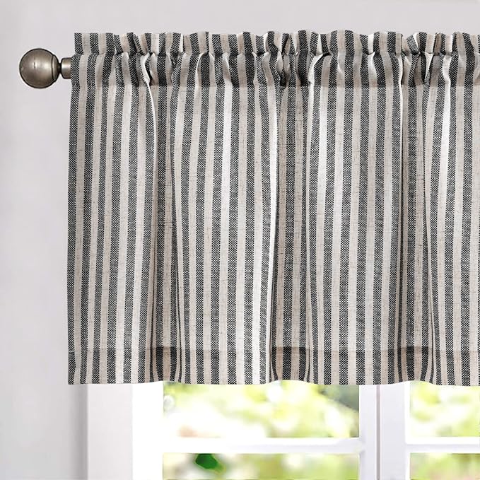 jinchan Linen Stripe Curtain Valance by JINCHAN