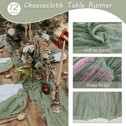 12 Pack 13Ft Cheesecloth Table Runner 35x157 Inch Boho Gauze Table Runner - Image 4