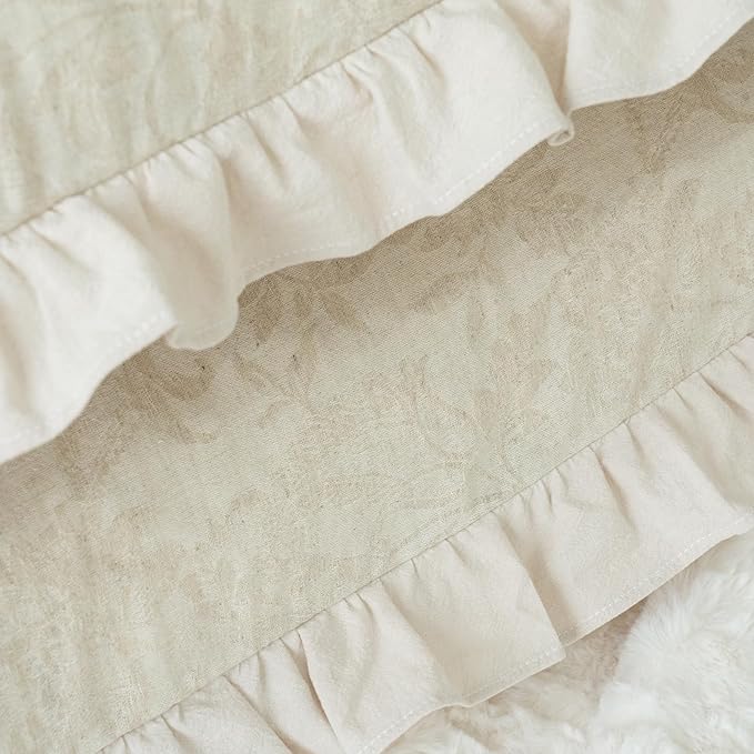 Pillow Shams Set of 2 Linen-Cotton Jacquard Fabric and Washed 100% Cotton Retro - Image 7