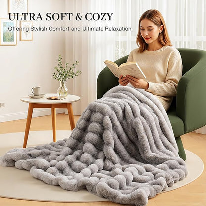 NEXHOME PRO Faux Fur Throw Blanket, Ultra Soft Cozy Warm Fuzzy Fluffy Plush - Image 6