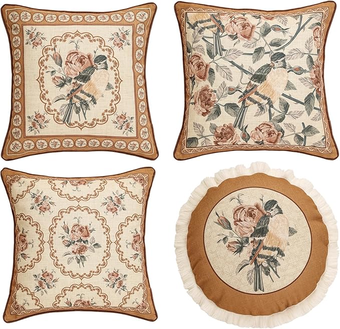 patdrea Designer Vintage Floral Throw Pillow Covers by Welcometopatdrea