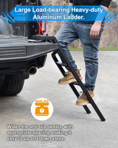 rotatable universal pickup truck tailgate ladder, 600-lb capacity, side view