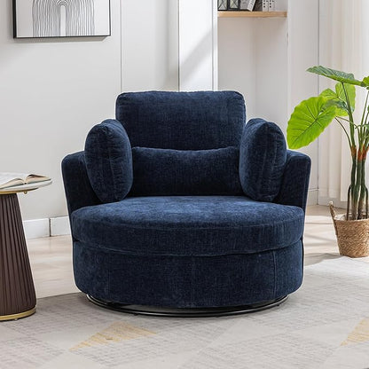 Aoiy & Wifon 42" W Oversized Swivel Accent Chair, Upholstered Round Barrel Chair - Image 7